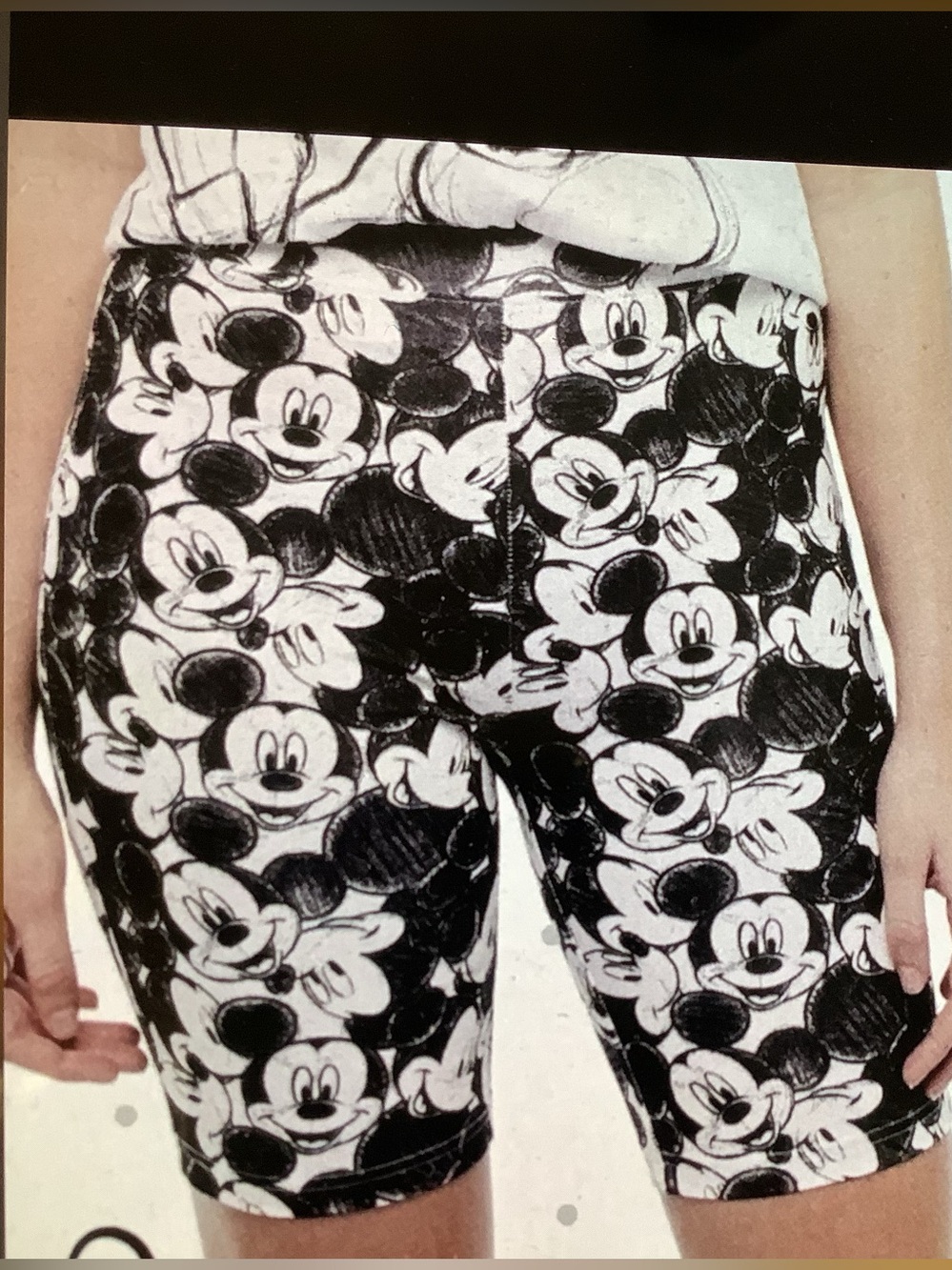 Disney Black & White Mickey Face Bike Shorts